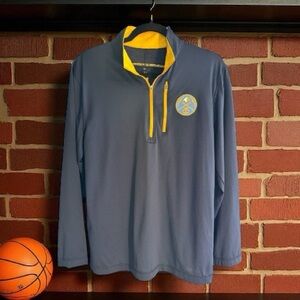 Majestic Denver Nuggets Mens Medium Quarter Zip‎ Pullover Navy Blue NBA Jacket